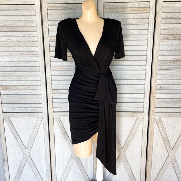 Ina Dresses & Skirts - INA BLACK DRESS WITH SIDE RUCHING AND TIE DETAIL